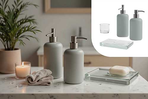 白底玻璃制品浴室场景